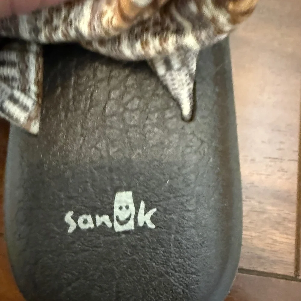 Sanuk Yoga Sling 2 Sandals Womens ‎ Size 8 Brown Geometric Knit Yoga Mat Footbed